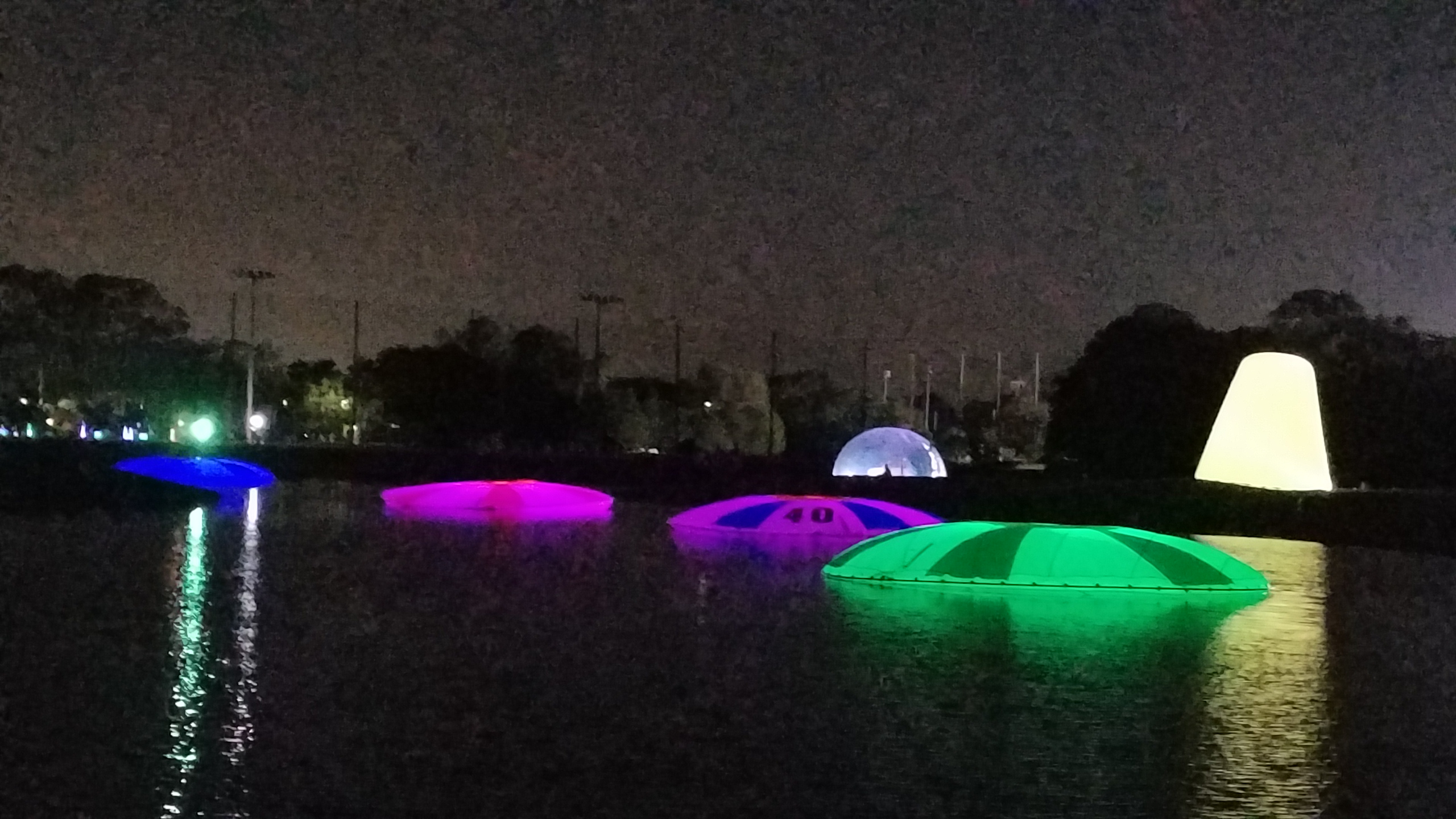 glowing targets that create an aqua driving range